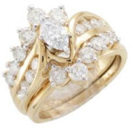 Golden Yaffie Diamond Bridal Ring Set with 2 Carats Total Weight