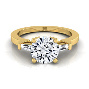 Yaffie Dazzling 0.75ct White Diamond Engagement Ring with Tapered Baguette Accents