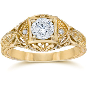 Vintage Diamond Engagement Ring - 5/8 ct TDW in Yaffie Gold