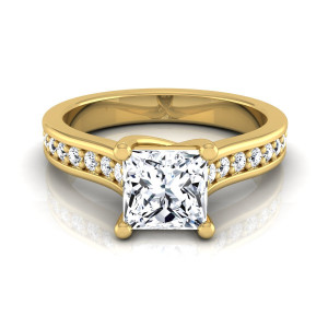Gold IGI-certified 1 1/3ct TDW Princess-cut Diamond Solitaire Engagement Ring - Custom Made By Yaffie™