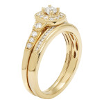 Yaffie Gold Round Diamond Bridal Ring Set, TDW 1/2ct Certified by IGI