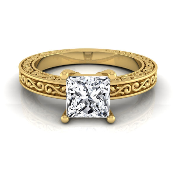 Yaffie Gold 1ct Princess-cut Diamond Solitaire: IGI-certified and Ready to Say "I Do"