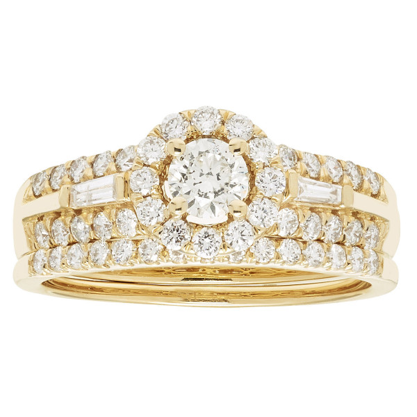Certified 1ct Round Diamond Bridal Ring Set by Yaffie Gold