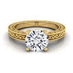 Yaffie Gold IGI-Certified 1ct Round Diamond Solitaire Engagement Ring