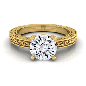 Yaffie Gold IGI-Certified 1ct Round Diamond Solitaire Engagement Ring