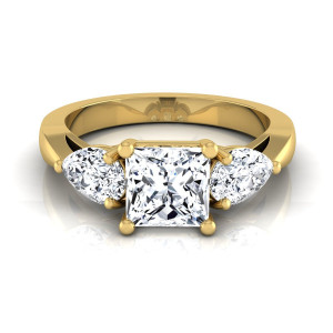 IGI-Certified 2ct TDW Center Pear-Cut Engagement Ring with a Sparkling Yaffie Gold Princess-Cut Twist!