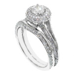 Sparkling Yaffie Halo Engagement Ring with 2.2ct TDW Diamonds in White Gold