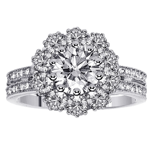 Sparkling Two-Row Halo Engagement Ring with 2/6ct TDW Diamonds in Yaffie or White Gold