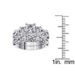 Yaffie 14k Gold 3-Stone Diamond Braided Engagement Set with 2ct TDW Princess Cut