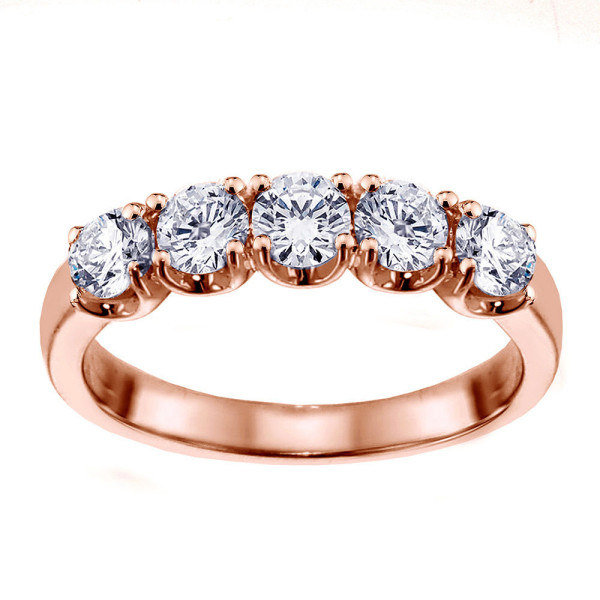 Rose Gold Yaffie Diamond Split Prong Anniversary Wedding Band with 1ct TDW