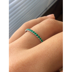 Emerald Eternity Band - White Gold with Green Birthstone (2mm)