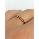 Yaffie Gold Ruby Pave Eternity Band - A Glowing Red Gemstone Infinity Ring Perfect for Stacking and Celebrating Birthdays