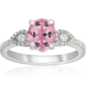 White Gold Pink Sapphire & Diamond Oval Micro Pave Ring by Yaffie (1 3/4 ct)