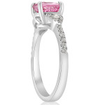 White Gold Pink Sapphire & Diamond Oval Micro Pave Ring by Yaffie (1 3/4 ct)