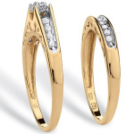 Gold and Silver Bridal Set Featuring Channel-Set Round Diamonds Totaling 1/5 Carat Weight