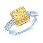 Certified Fancy Yellow Radiant Diamond Engagement Ring in Two-Tone Gold by Yaffie (1 1/3ct TDW)