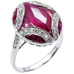 Elegant Estate Ring with French-cut Ruby and 1/2ct TDW Diamond in Yaffie White Gold