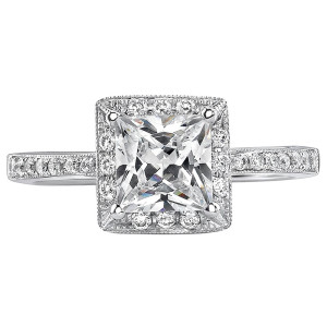 Certified Princess Diamond Engagement Ring with 1ct White Gold Brilliance by Yaffie