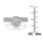 White Gold Diamond Bridal Set with Halo Accent, featuring 1ct TDW