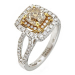 Charming White Gold Engagement Ring with Fancy Champagne Diamonds - Yaffie 2.11ct TW
