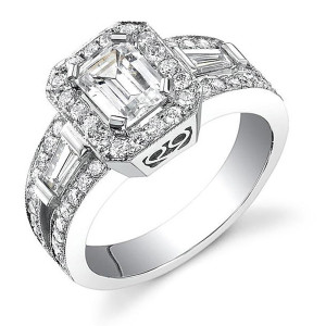 Certified Emerald Cut Diamond Ring in Yaffie White Gold with 2 1/8ct TDW