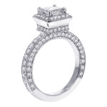Stunning Yaffie Princess-Cut Diamond Engagement Ring in White Gold with 2 2/5ct TDW