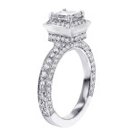 Stunning Yaffie Princess-Cut Diamond Engagement Ring in White Gold with 2 2/5ct TDW