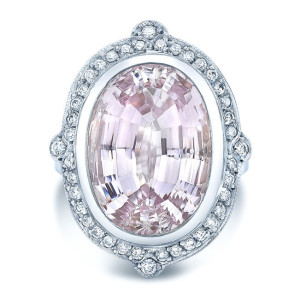 Kunzite and Diamond White Gold Cocktail Ring by Yaffie - 2/5ct TDW
