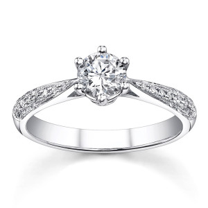 Sparkling 3/4ct TDW Diamond Engagement Ring in Classic White Gold by Yaffie.