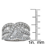 Sparkling Yaffie White Gold Ring with 3ct TDW Diamond Baguette and Round Gems
