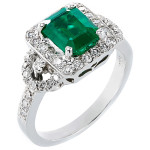 Emerald Diamond High-polished White Gold Ring by Yaffie