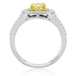 Radiant Yaffie Diamond Ring in White and Gold with 1 ?ct TCW Yellow and White Diamonds.