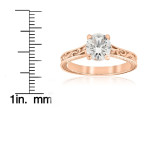 Vintage Art Deco Rose Gold Filigree Engagement Ring with 1ct Enhanced Clarity Diamond Solitaire by Yaffie