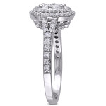The Signature Collection White Gold Flower Double Halo Ring with 1ct TDW Diamond by Yaffie