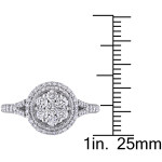 The Signature Collection White Gold Flower Double Halo Ring with 1ct TDW Diamond by Yaffie