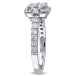 The Signature Collection Yaffie White Gold Engagement Ring, with a Glittering 1ct TDW Diamond Flower Halo.