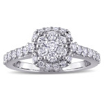 Sparkle in Love: 1ct Flower Diamond Halo Ring in White Gold by Signature Collection