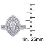 Signature Collection White Gold Double Teardrop Diamond Ring Set with 1ct Marquise-Cut Stone from Yaffie