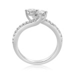 White Gold Yaffie Ring with 1 Carat Double Diamond and Pave Accent