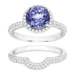 Yaffie White Gold Engagement Ring Set Sparkles with 2 1/4 ct of Tanzanite and 5/8 ct of Diamonds in a Gorgeous Purple Hue