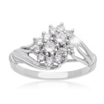 White Gold Double Diamond Cluster Ring by Yaffie- 1/2ct Total Diamond Weight.
