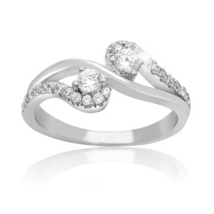 2Be Bonded Together White Gold 1/2ct TDW Two Diamond Plus Ring - Custom Made By Yaffie™