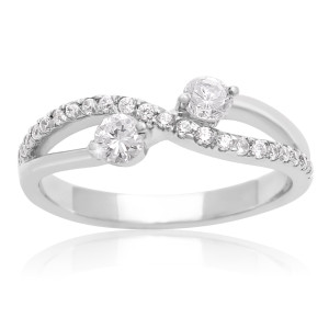 White Gold Duo Diamond Ring - Yaffie Bonded Together, 3/8ct TDW