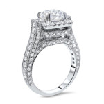 White Gold Yaffie Moissanite Diamond Engagement Ring - 3.4 Carat Sparkle