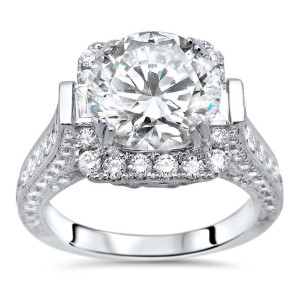White Gold Yaffie Moissanite Diamond Engagement Ring - 3.4 Carat Sparkle