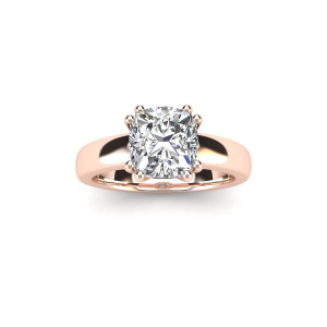 14kt Rose Gold Yaffie Solitaire with 0.75ct Cushion Diamond Engagement Ring