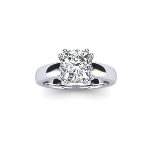 14K White Gold Yaffie Diamond Engagement Ring with a Gorgeous 3/4 Carat Cushion Solitaire