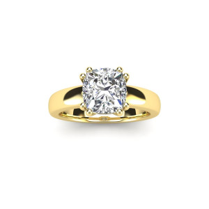 14K Gold Cushion Cut Diamond Solitaire Engagement Ring - Yaffie (0.75ct)