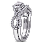 Blue and White Diamond Heart Infinity White Gold Bridal Ring Set - Yaffie 3/4ct TDW, from The Signature Collection.