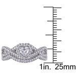 Blue and White Diamond Heart Infinity White Gold Bridal Ring Set - Yaffie 3/4ct TDW, from The Signature Collection.